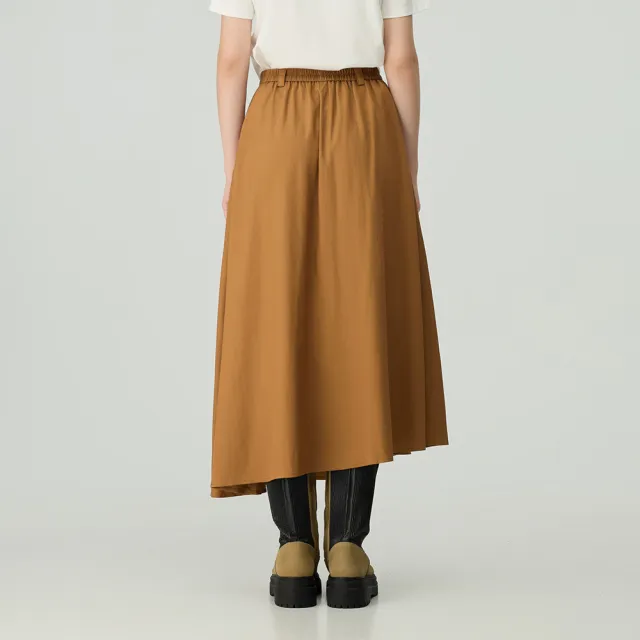 【OUWEY 歐薇】涼爽縲縈拼接圓展長裙(卡其；S-L；3243232204)