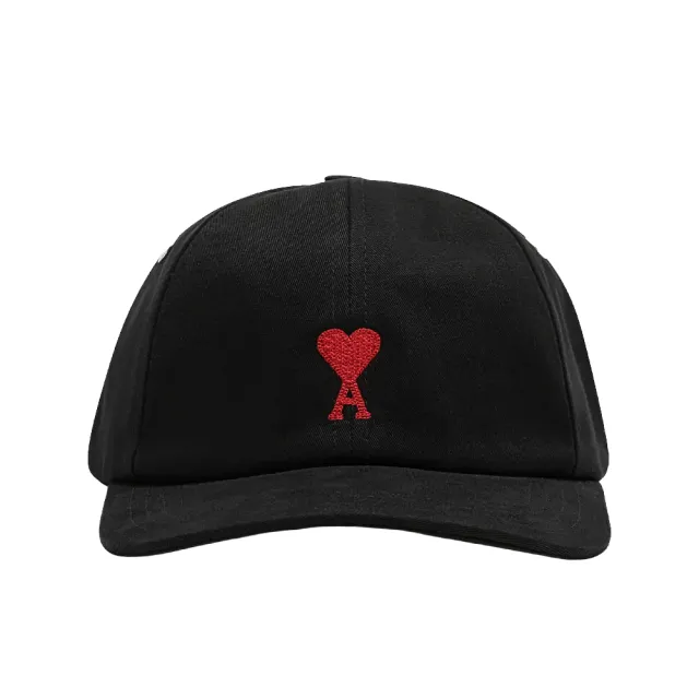 【AMI PARIS】經典款 品牌刺繡LOGO 棒球帽-黑色(ONE SIZE)