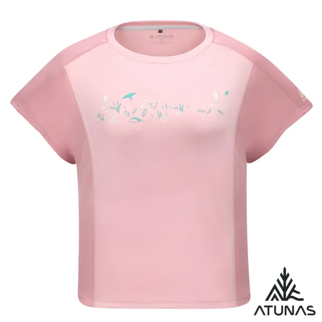 【ATUNAS 歐都納】女款循環排汗透氣短袖T恤(A8TS2618WC胭脂粉/再生環保材/防曬抗UV/休閒/日常)