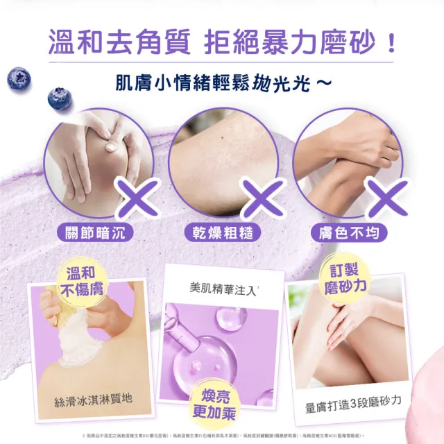 【Dove 多芬】去角質冰淇淋身體磨砂膏特別贈品組298gx2入 (藍莓雪酪香/石榴籽與乳木果香)
