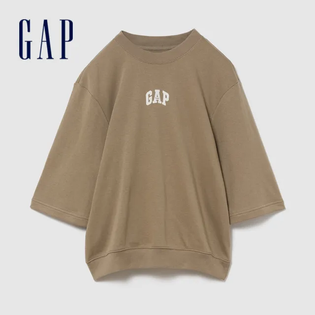 【GAP】男裝 寬版Gap LOGO法式毛圈布七分袖T恤-多色可選(894498)