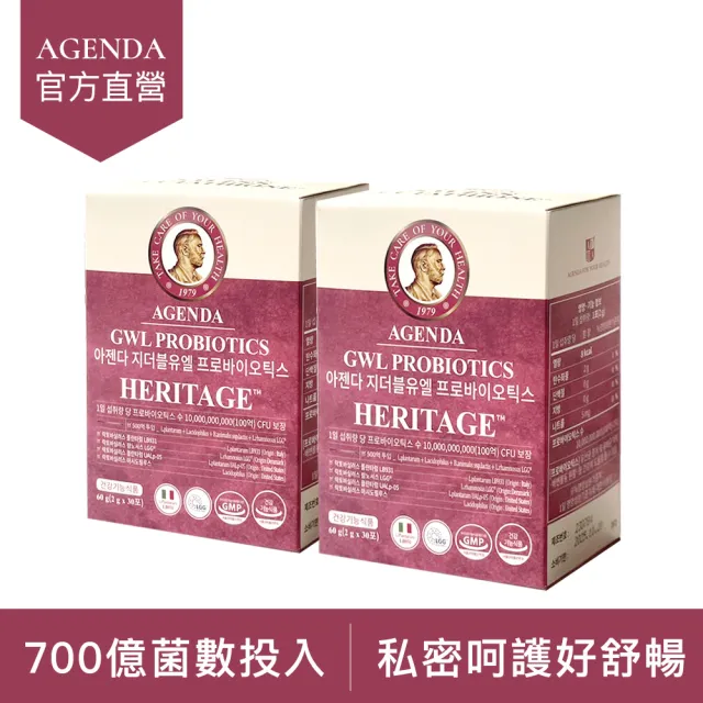 【AGENDA】雙效女性私密益生菌2盒(60日份/陰源專利菌株/女性私密處/順暢乳酸菌)