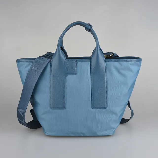【FURLA 芙拉】FURLA PIUMA 尼龍雙色設計拼牛皮拉鍊斜背托特包(中/多色)
