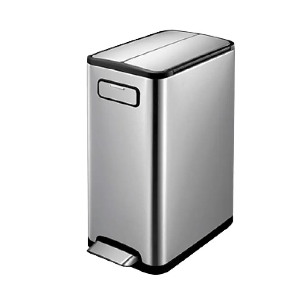 【EKO】雙開蓋蝶韻靜音垃圾桶20L(居家/客廳/廚房/衛浴/收納桶/不鏽鋼垃圾桶/緩降垃圾桶/回收桶)