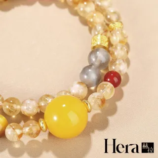 【HERA 赫拉】天然黃塔晶敦煌雙圈手串 H115062601(黃塔晶 雙圈 手串)