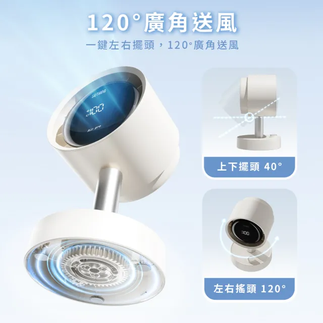【SOTHING 向物】超靜音100檔 淨化桌面循環扇Air Pro(辦公室必備 擺頭風扇 桌面風扇 USB風扇 香氛 桌扇)