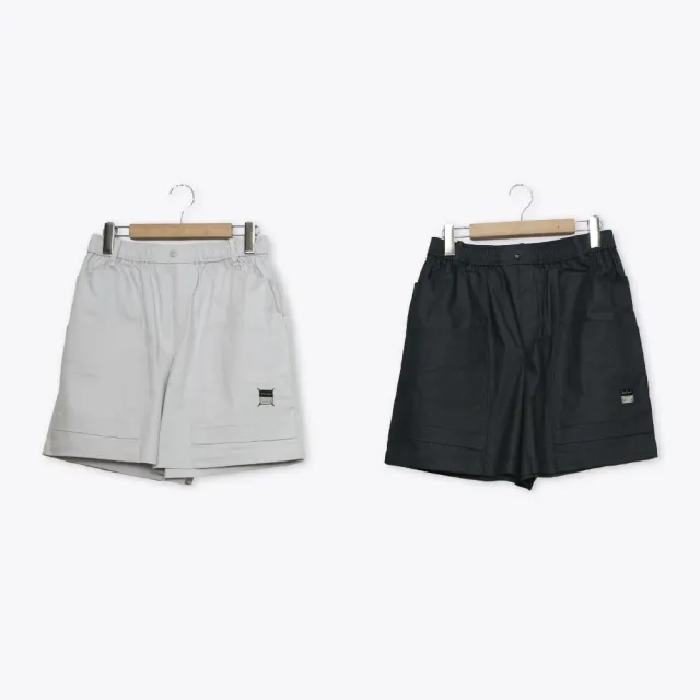 【MOSS CLUB】涼感紗仿牛仔工裝短褲 黑 灰(魅力商品)