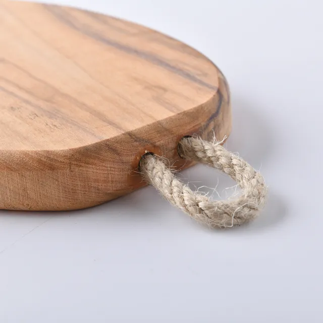 【Artelegno 愛塔】義大利 橄欖木 橢圓盛菜盤 木盤 托盤 砧板 (含繩把) M 25x15cm 義大利製