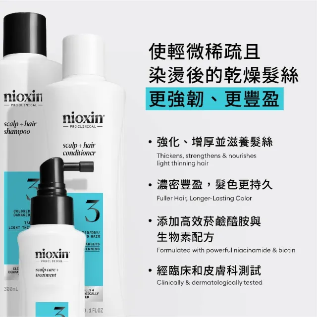 【NIOXIN 耐奧森】官方直營 3號潔髮露300ml(洗髮精)