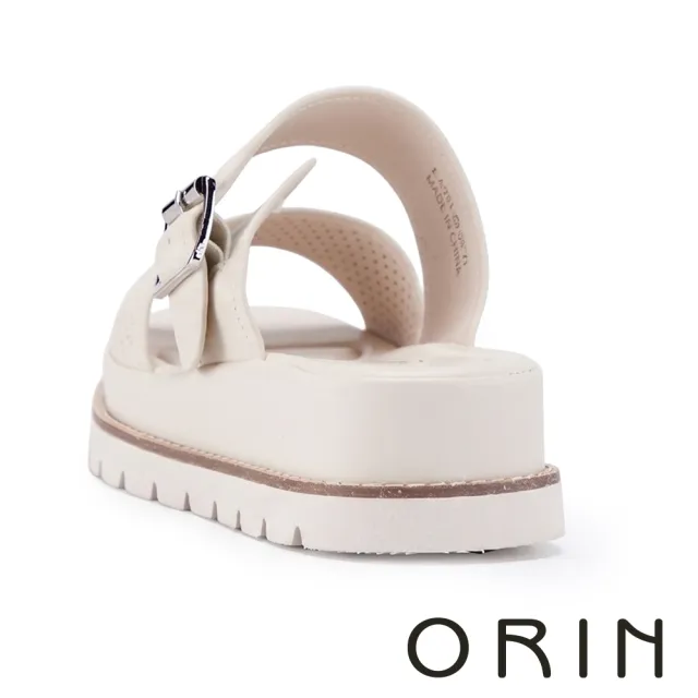 【ORIN】嚴選羊皮鏤空厚底拖鞋 米白