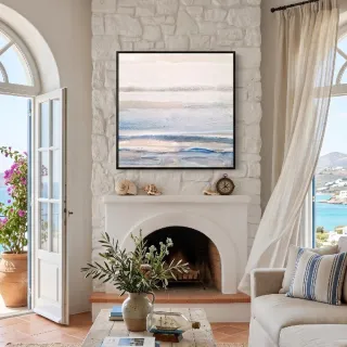 【菠蘿選畫所】蔚藍夢境-60x60cm(海洋抽象掛畫/療癒掛畫/客廳掛畫/臥室掛畫/邊櫃擺設/北歐掛畫)