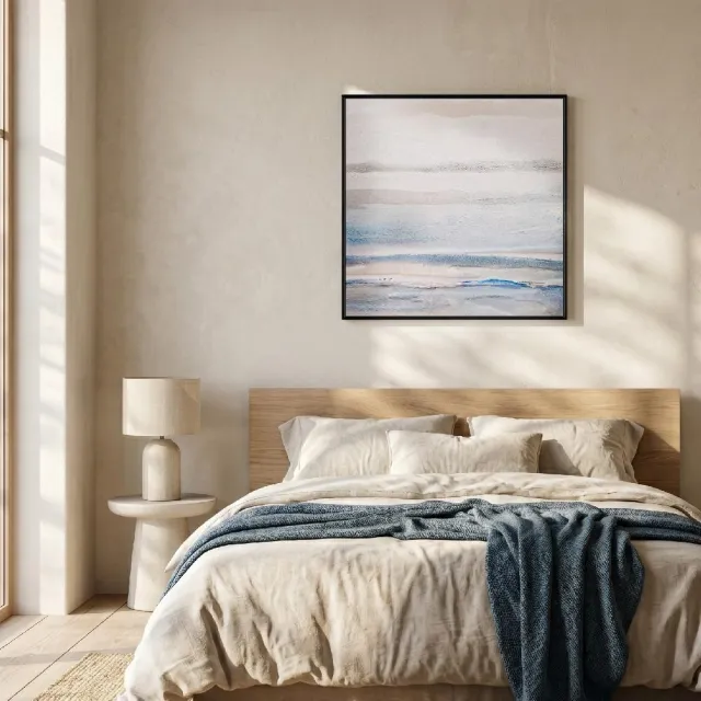 【菠蘿選畫所】蔚藍夢境-60x60cm(海洋抽象掛畫/療癒掛畫/客廳掛畫/臥室掛畫/邊櫃擺設/北歐掛畫)