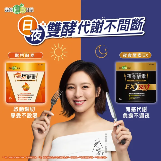 【我的健康日記】燃切酵素30入6盒+夜食酵素EX30入6盒(劉品言代言 日夜雙酵代謝)