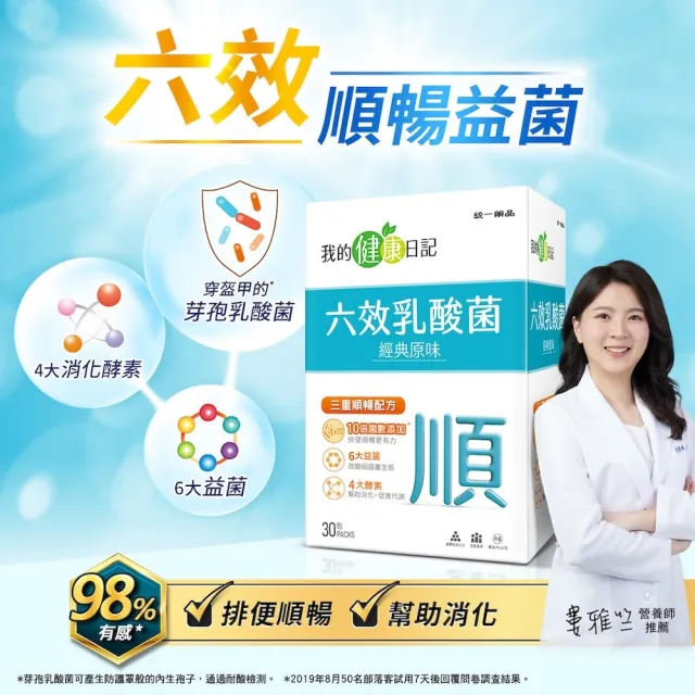 【我的健康日記】六效乳酸菌經典原味4盒組(共120包 排便順暢 幫助消化 芽孢乳酸菌)