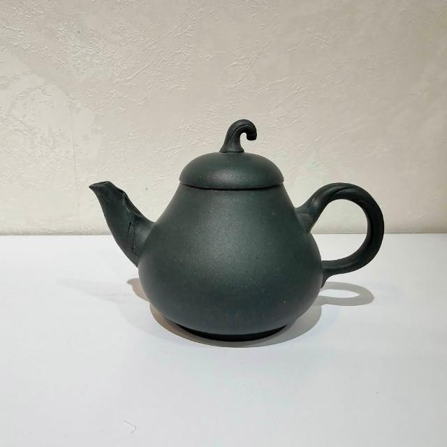 【創藝工坊】宜興早期紫砂壺 綠泥 瓢瓜壺(120cc 完整美品 茶壺茶具 宜興紫砂壺)