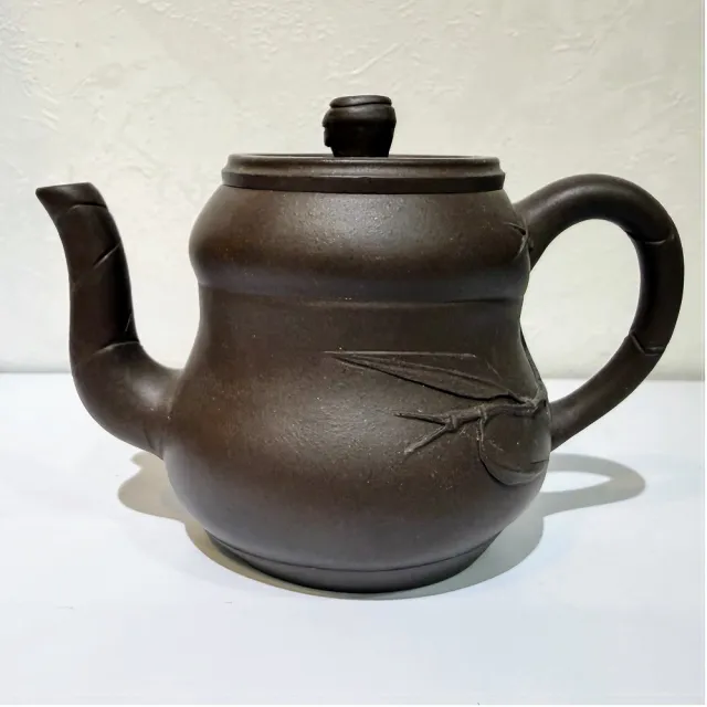 創藝工坊】宜興早期紫砂壺羅漢竹壺黑星土(160cc 完整美品茶壺茶具宜興
