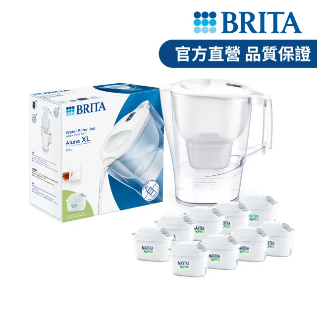 【BRITA】官方直營愛奴娜Aluna XL濾水壺+8入去水垢濾芯(共1壺9芯)