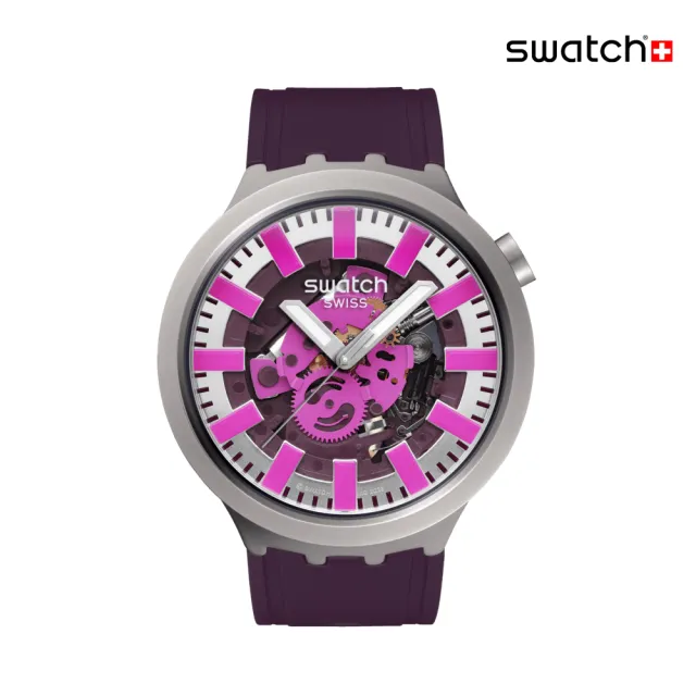 【SWATCH】AUDACIOUS ACAI 大錶面金屬手錶/男錶/女錶/瑞士製造 SB07S120(47mm)