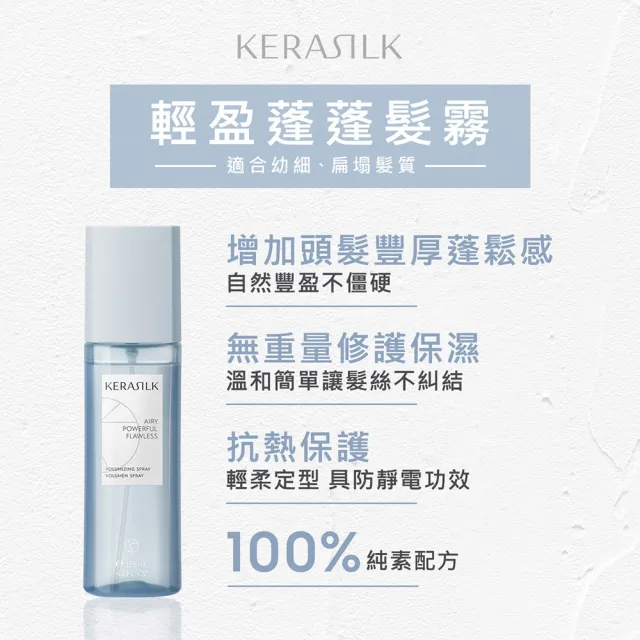 【KERASILK】水感蓬鬆髮霧組☆水誘晶漾125ml+輕盈蓬蓬125ml(補水保濕/髮根蓬鬆/免沖噴霧/髮妝水/夏日必備)