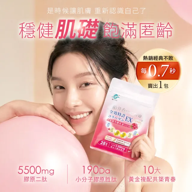 【funcare 船井生醫】全效專利膠原蛋白EX3入(共84日)(乳酸菌/玻尿酸/紅石榴/奈米鈣/維生素C)