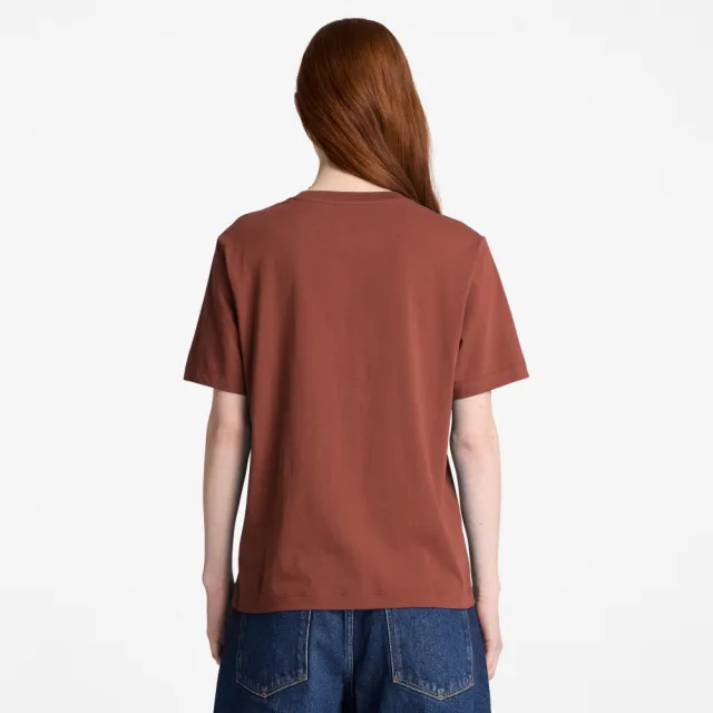 【Timberland】女款灰褐色刺繡大樹LOGO短袖T恤(0YH5KAIM)