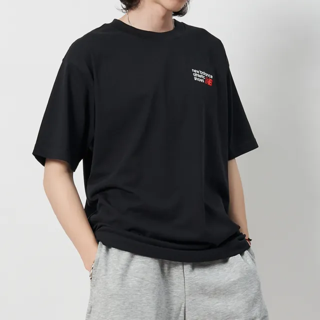 【NEW BALANCE】男款 黑色 美規 刺繡 Logo 棉質 T恤 運動 休閒 短袖 MT41908BK