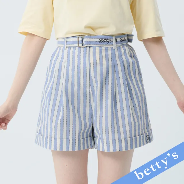 【betty’s 貝蒂思】條紋造型鈕扣短褲(淺藍)
