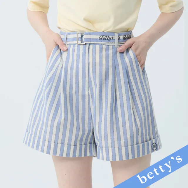 【betty’s 貝蒂思】條紋造型鈕扣短褲(淺藍)