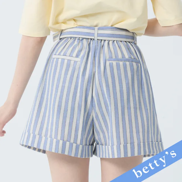 【betty’s 貝蒂思】條紋造型鈕扣短褲(淺藍)
