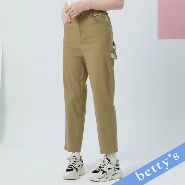 【betty’s 貝蒂思】裝飾吊帶跳色休閒長褲(卡其)