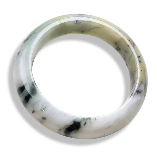 【玉我翡翠】特色飄花 手鐲 平安鐲 手圍17.3mm M11337 緬甸A貨翡翠(精美包裝禮盒出貨/天然A貨翡翠)