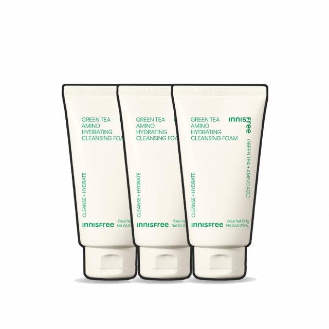 【innisfree】綠茶保濕胺基酸潔面乳150g(3入組)