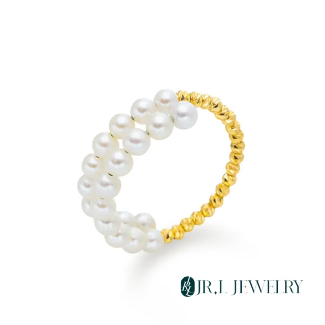 【JR.L JEWELRY】天然珍珠 金玉相映可調式18K金珍珠戒指(3-3.5MM)