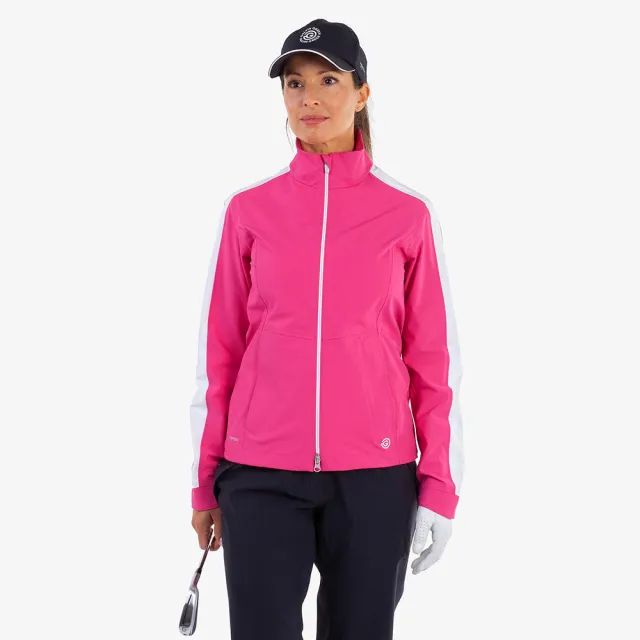 【GALVIN GREEN】女款 Abby三層貼合彈性防水立領風衣夾克外套-紫紅色
