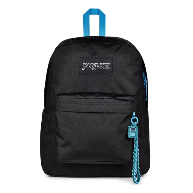 【JANSPORT】雙11 Superbreak Plus Charmed 後背包 運動包 休閒包 黑藍(JS0A897WA2O)