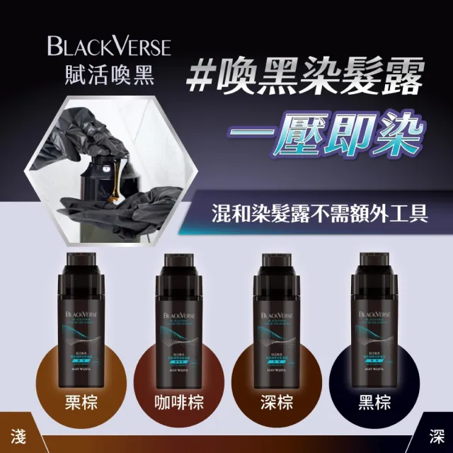 【美吾髮】BLACKVERSE賦活喚黑 賦黑調理染髮凝露400ml_2入(何首烏/遮白/半永久/洗髮染)