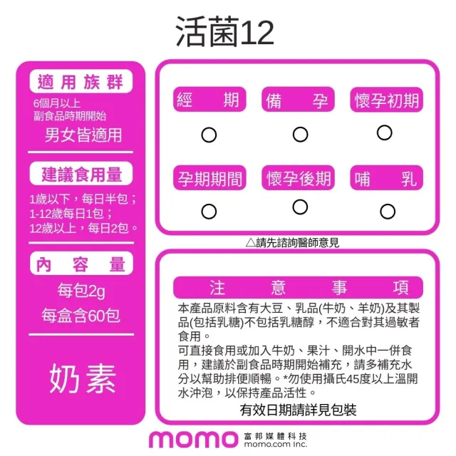 【小兒利撒爾】活菌12 60包/盒(12種菌株、專利包埋技術、monde獎、多元菌種)