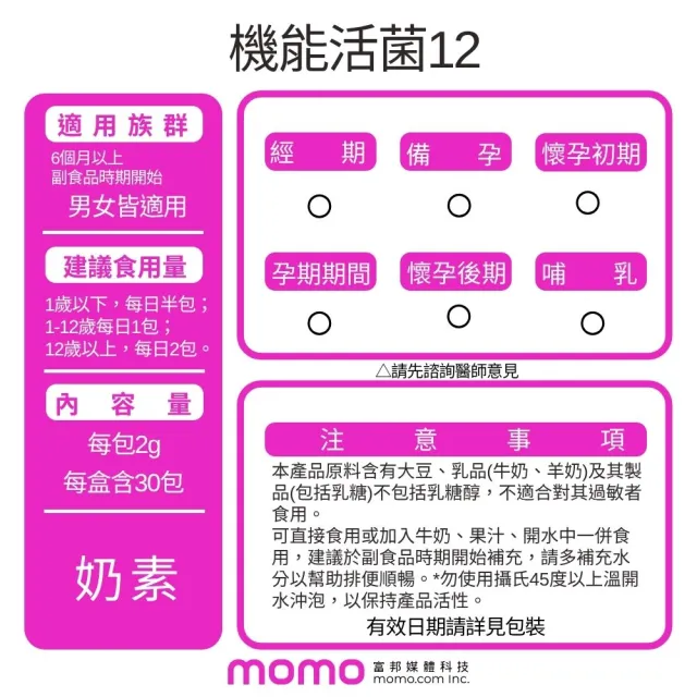 【小兒利撒爾】機能活菌12 30包/盒(兒童益生菌、12種菌株、專利包埋技術、多元菌種、適乳糖不耐)