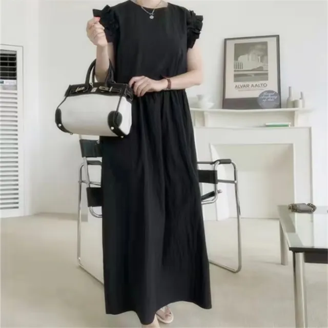 【米蘭精品】現貨出清 女洋裝無袖連身裙大尺碼長裙連衣裙A字裙休閒大碼女裝(寬鬆棉麻韓版女裙子2色74kf84)