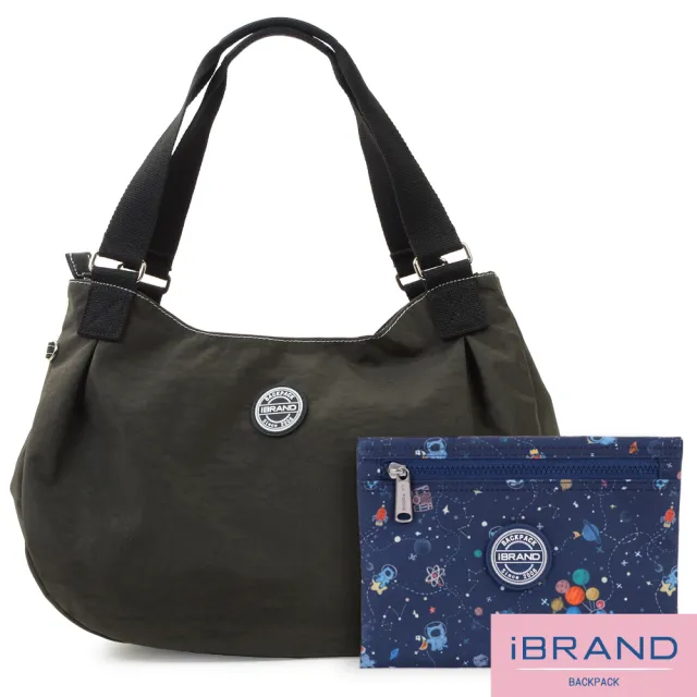 【iBrand】雙11 輕盈防潑水大容量彎月側背包(防水包 墨軍綠)