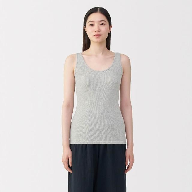 【MUJI 無印良品】女羅紋坦克背心(白色/灰色/黑色)