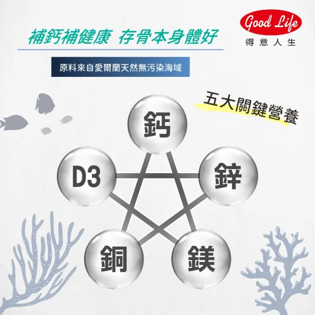 【得意人生】天然愛爾蘭紅藻高鈣複方海藻鈣+D3 四入組(共240粒 每錠鈣502mg 紅藻鈣 鈣片 補鈣 鎂)