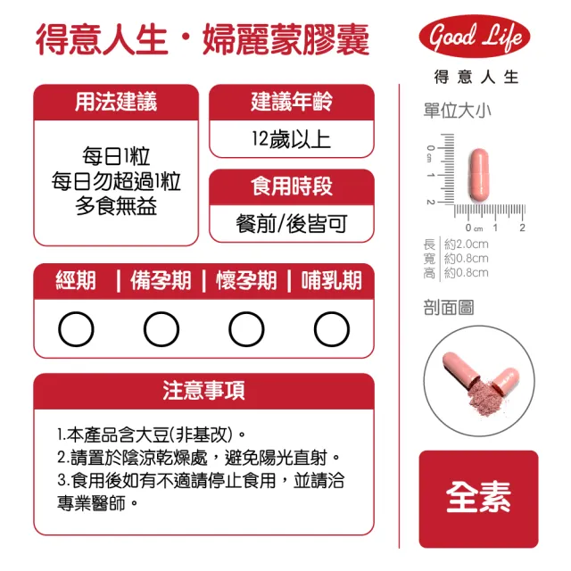 【得意人生】去醣基大豆異黃酮50mg+芝麻素 全素膠囊 三入組(共180粒 蔓越莓 茄紅素 鐵 石榴萃取 熟齡保養)