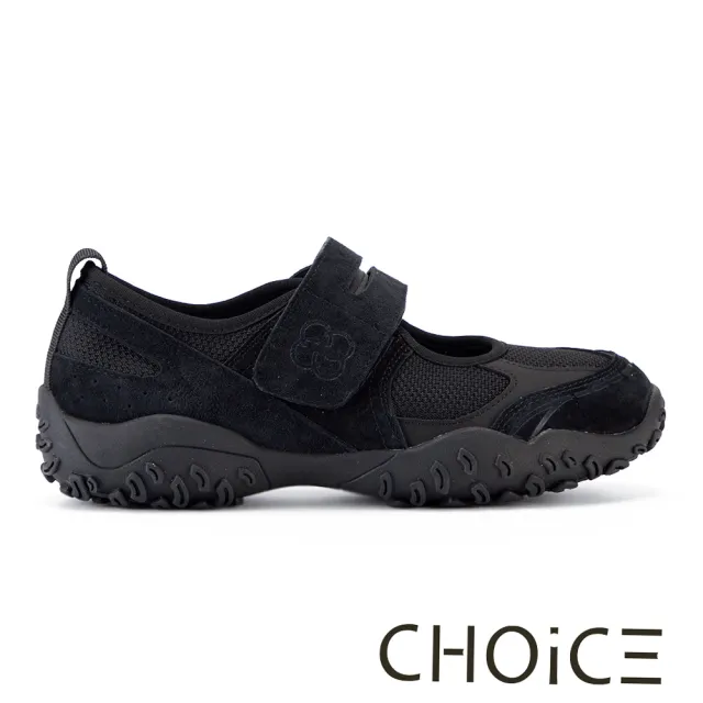 【CHOiCE】異材質拼接彈力瑪莉珍運動鞋 黑色