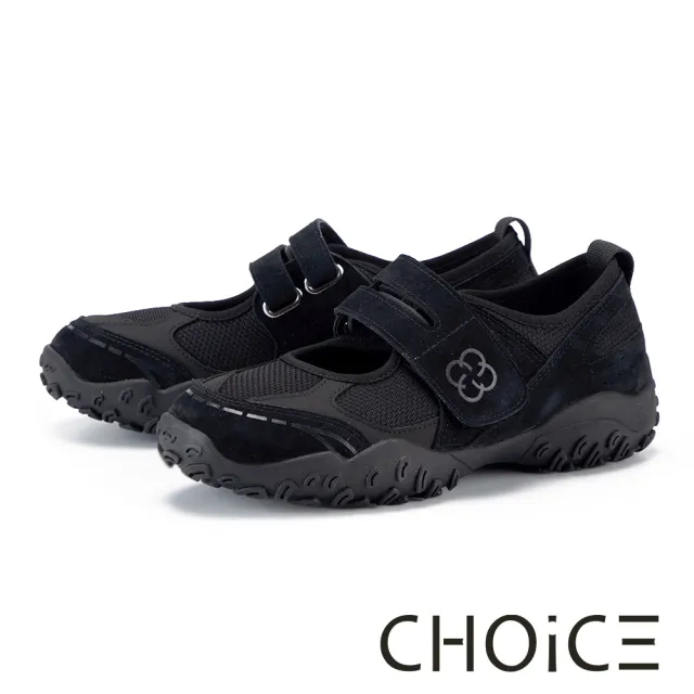 【CHOiCE】異材質拼接彈力瑪莉珍運動鞋 黑色