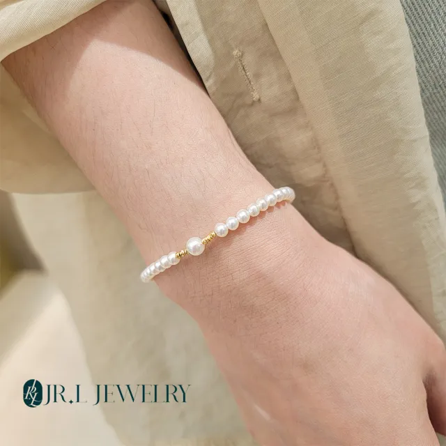 【JR.L JEWELRY】天然珍珠 愛語晨光18K金珍珠套組(手鍊3.5-5MM/項鍊3-6MM)