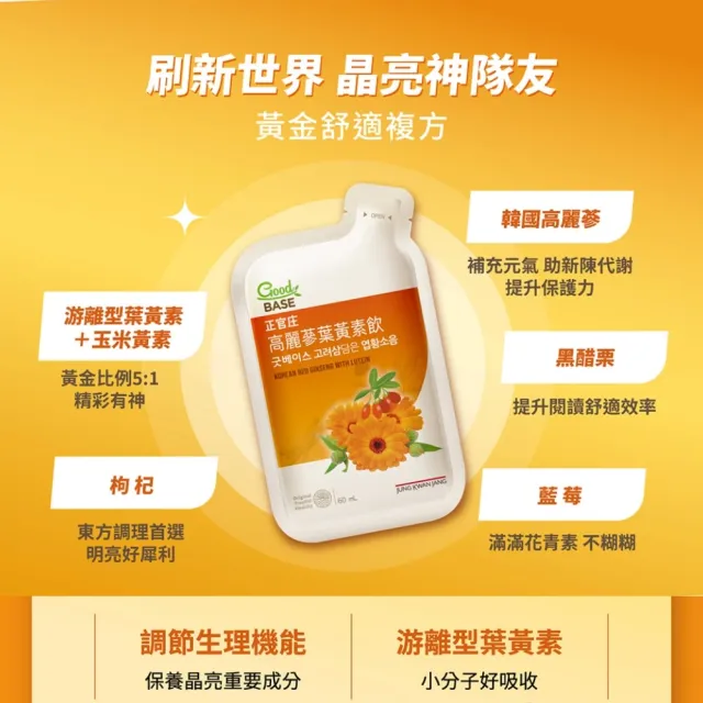 【JUNG KWAN JANG 正官庄】高麗蔘葉黃素飲 2盒組(60mlx21入/盒)-游離型 玉米黃素 提把禮盒 保健禮盒