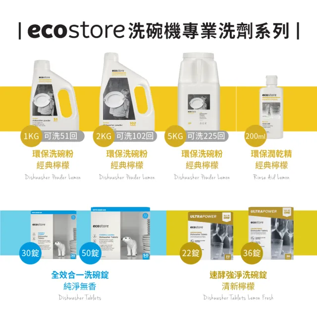 【ecostore 宜可誠】洗碗機專用環保洗碗粉-經典檸檬5kg(寶寶家庭/全機型適用/紐西蘭永續品牌)