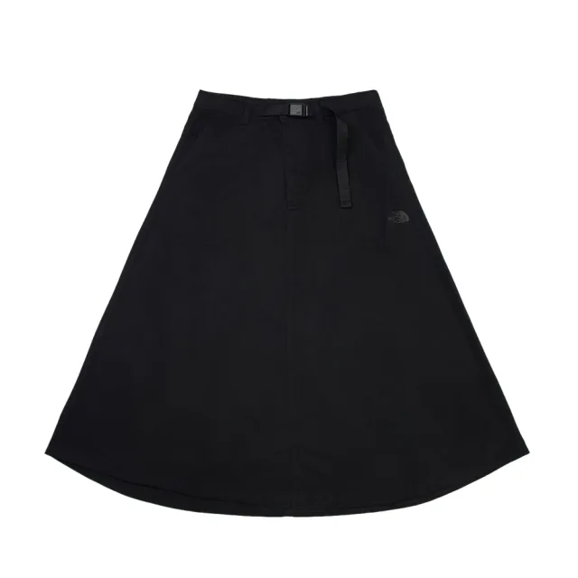 【The North Face】北面女款黑色M66純棉附腰帶休閒長裙|8DWYJK3