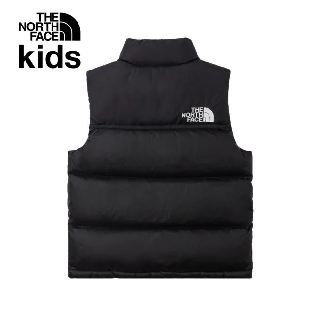 【The North Face 官方旗艦】經典ICON-北面兒童黑色DWR防潑水羽絨背心｜8A4BJK3(700蓬鬆度)
